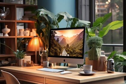 Modern home office workspace used for freelancing and side hustle jobs